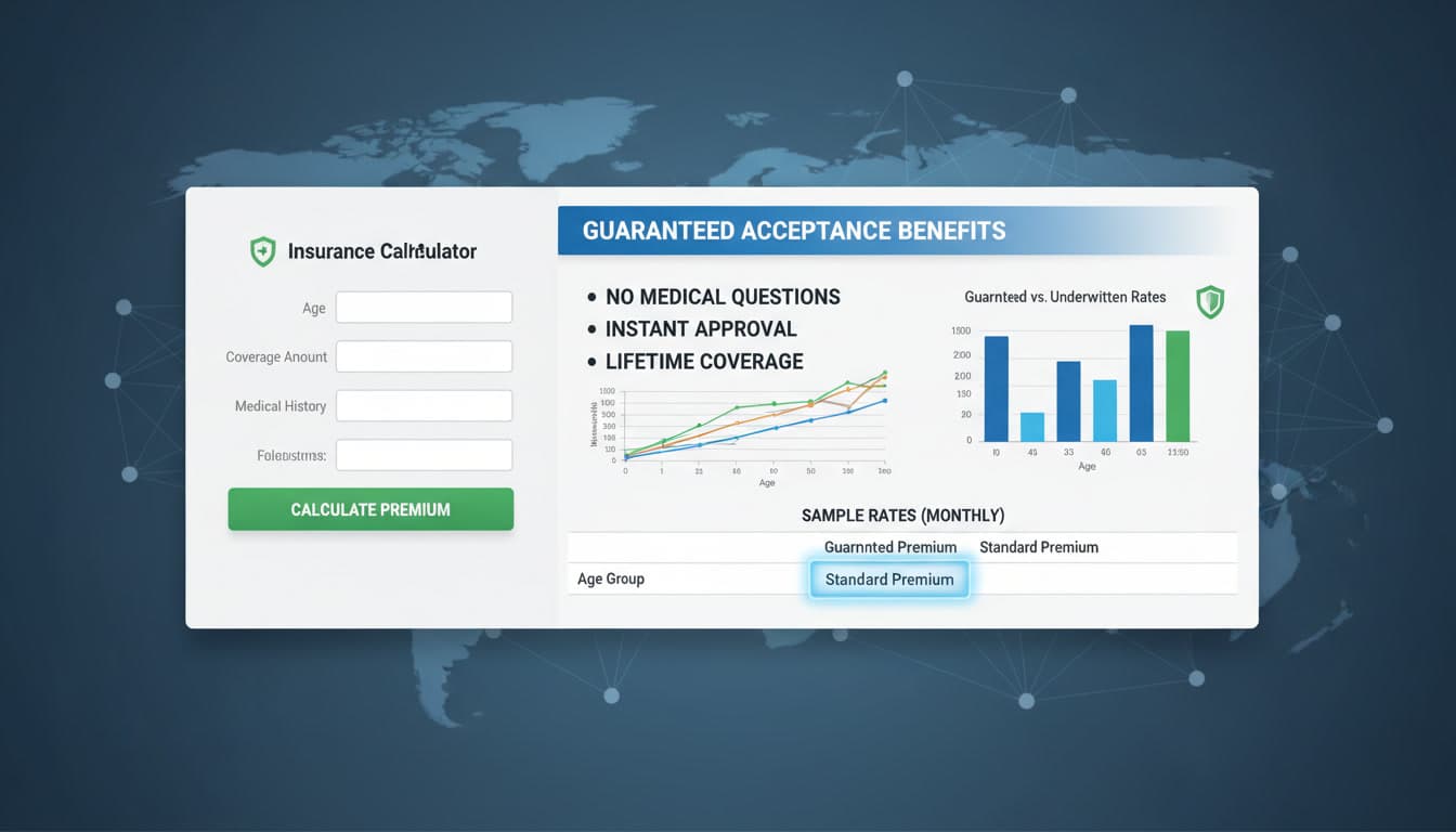 Calculator showing insurance premium calculations with calendar marking graded benefit period